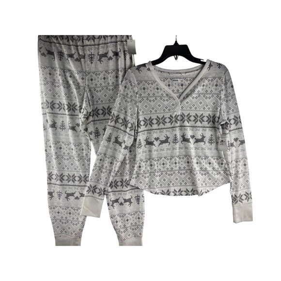 Sonoma Other - Sonoma Womens Size M 2-Piece Thermal Pajama Set With Reindeer & Snowflake Print